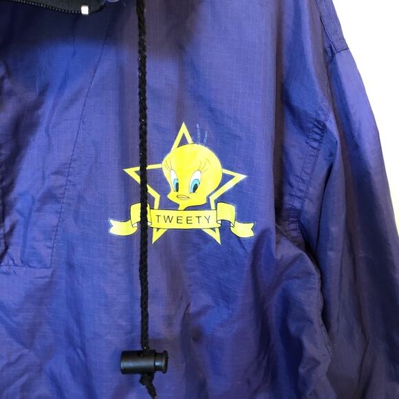 Vintage Tweety Bird Jacket Loony Tunes Navy Blue Windbreaker Oversized Small - Picture 3 of 7